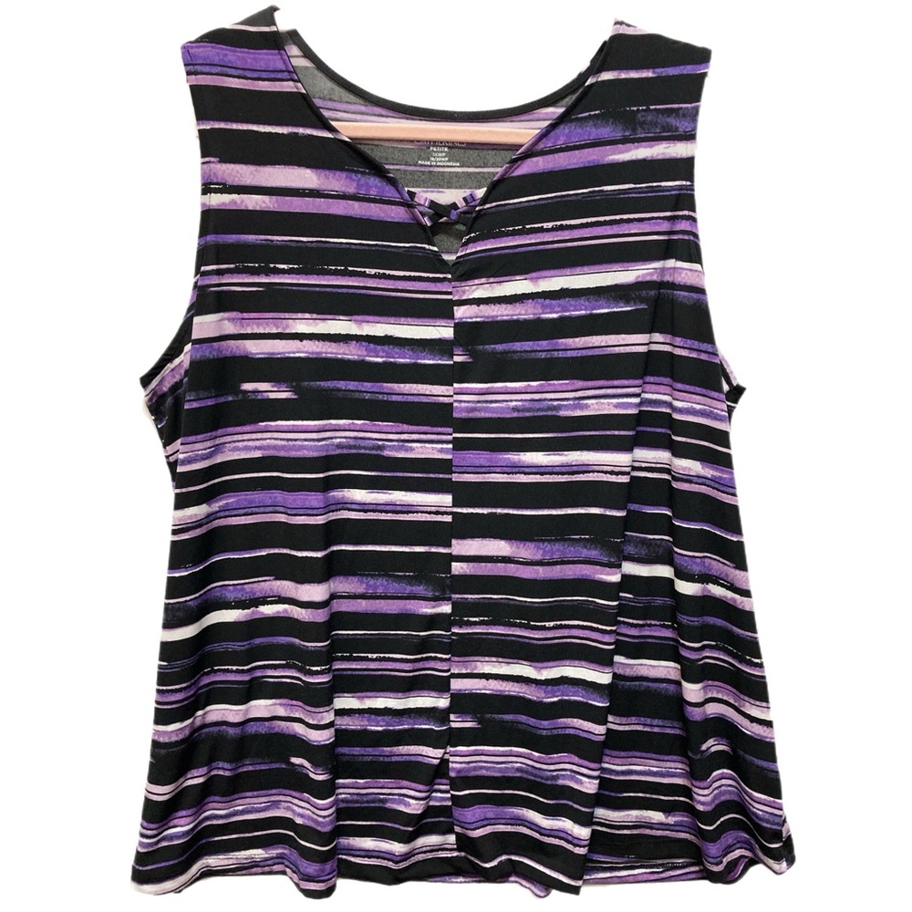 Catherines Swing Tank Purple Stripes 1X  18/20 (25.5"x28") EUC 8080